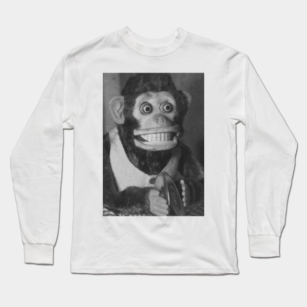 Crazy Cymbal Monkey Long Sleeve T-Shirt by estevez-artista